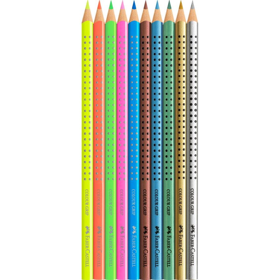 Faber-Castell - Σετ ζωγραφικής με ξυλομπογιές Colour Grip rocket, 10 τεμάχια