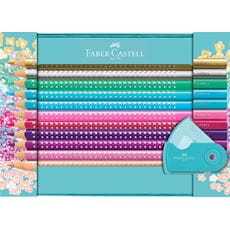 Faber-Castell - Σετ ξυλομπογιές Sparkle, μεταλλική κασετίνα, 21 τεμάχια