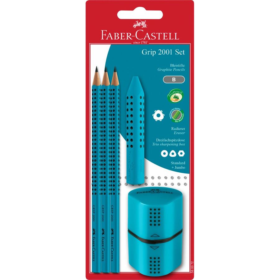 Faber-Castell - Σετ μολυβιών Grip, τουρκουάζ, 5 τεμάχια