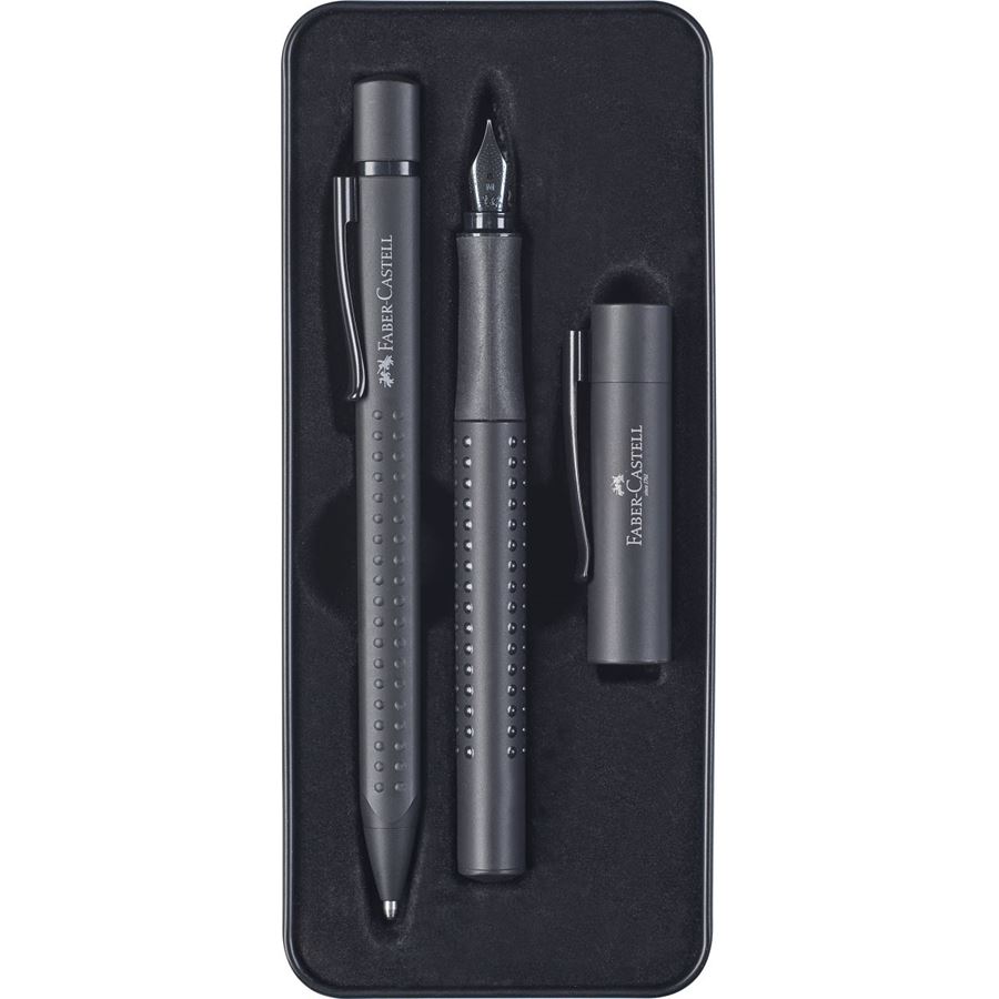 Faber-Castell - Πένα Grip Edition, σετ δώρου, όλο μαύρο, 2 τεμάχια