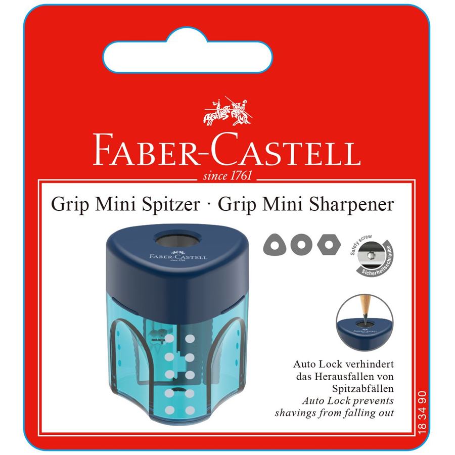 Faber-Castell - Ξύστρα Grip με δοχείο ξυσμάτων, σετ 1, 3 trend colours, σετ