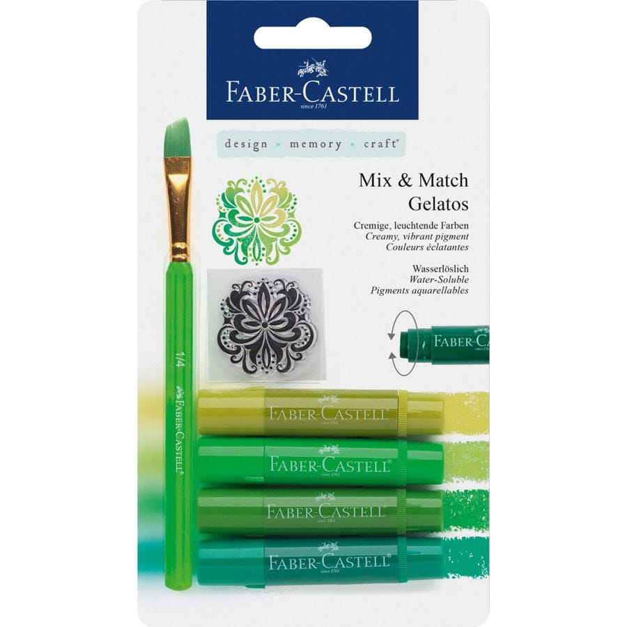 Faber-Castell - Υδατοδιαλυτά κραγιόν Gelatos, σετ 4 αποχρώσεις του πράσινου