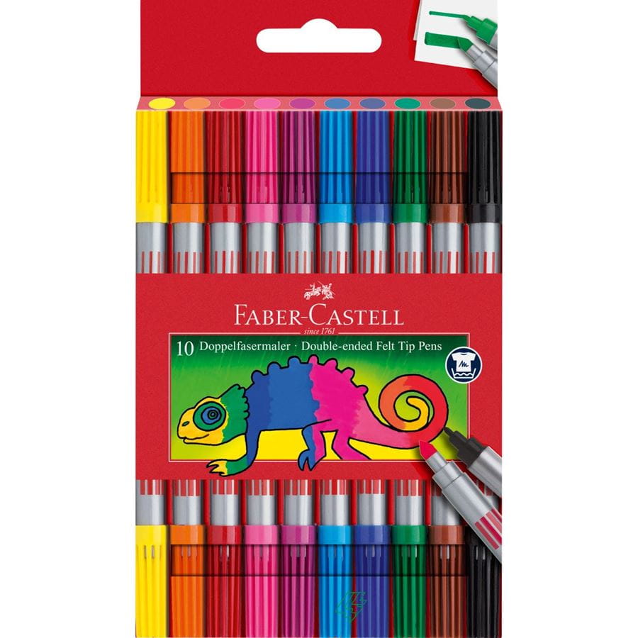 Faber-Castell - Μαρκαδόροι με 2 μύτες, σετ 10 χρωμάτων