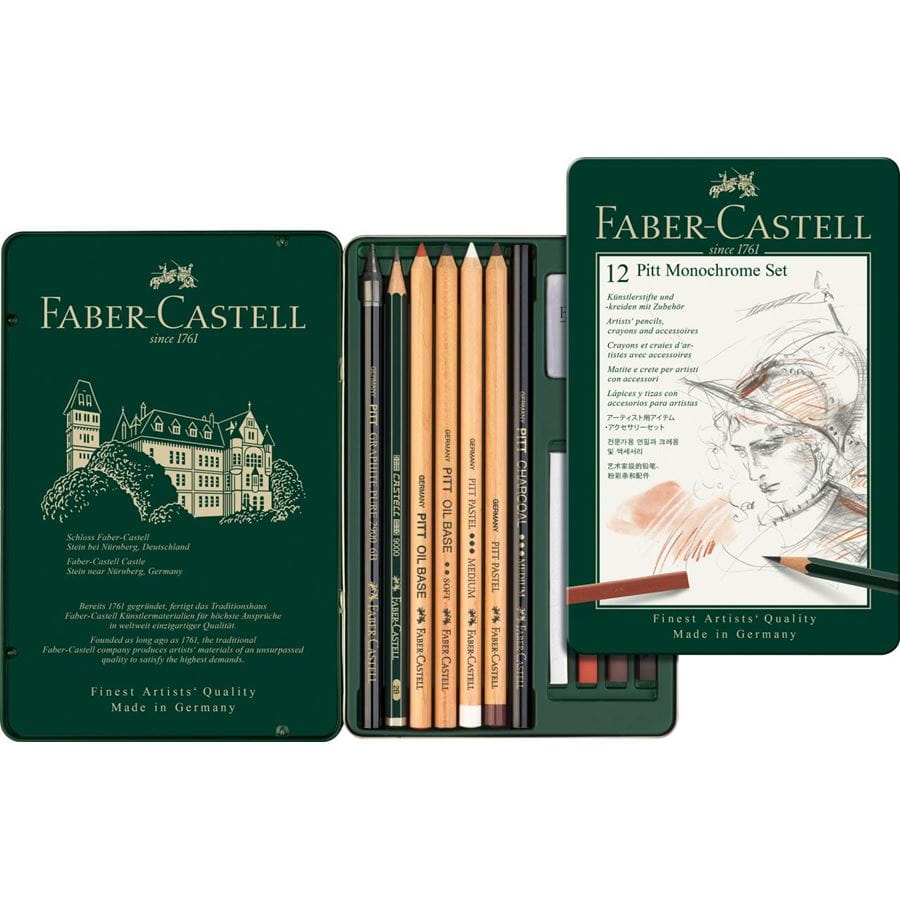 Faber-Castell - Σετ Pitt Monochrome σε μεταλλική κασετίνα of 12