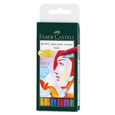 Faber-Castell - Σετ 6 μαρκαδόροι Pitt Artist BRUSH, βασικά χρώματα