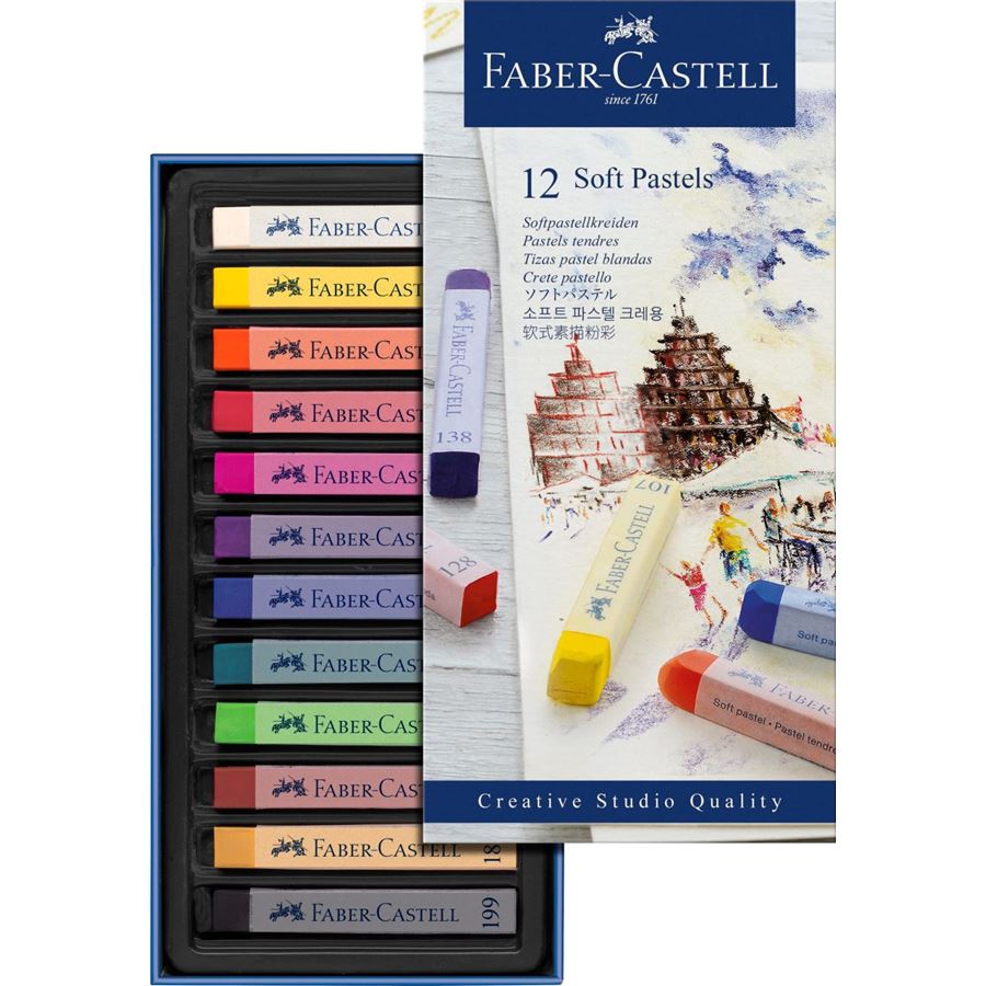 Faber-Castell - Μαλακά παστέλ Goldfaber, σετ των 12 χρωμάτων