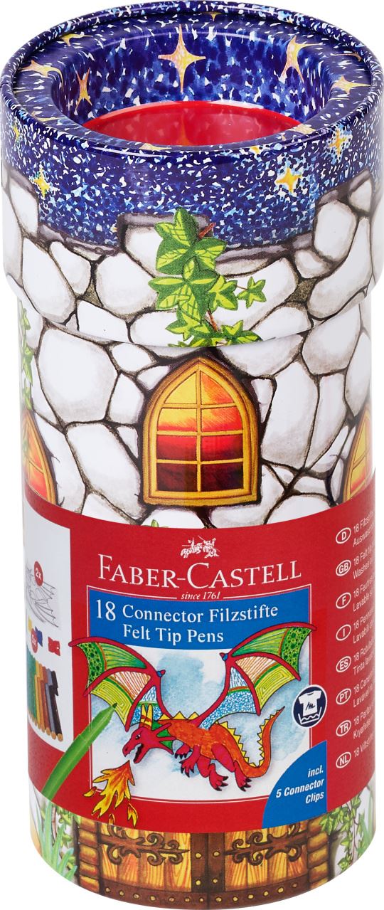 Faber-Castell - Σετ στυλό με μύτη τσόχας Castle σε στρογγυλή κασετίνα, 25τμχ