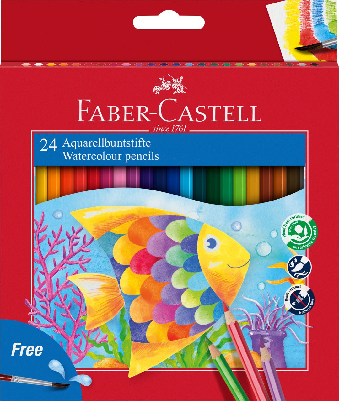 Faber-Castell - Ξυλομπογιές ακουαρέλας με πινέλο - σετ των 24