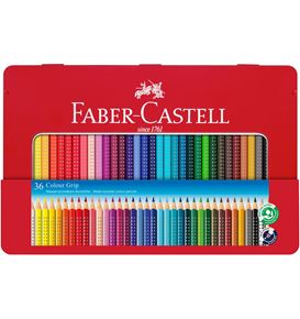 Faber-Castell - Ξυλομπογιές Grip σε μεταλλική κασετίνα - σετ των 36
