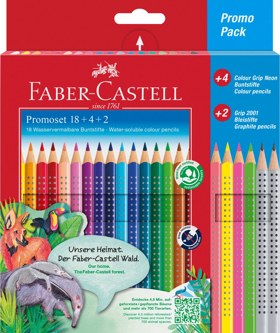 Faber-Castell - Ξυλομπογιές Colour Grip, χάρτινη θήκη, 24 τεμάχια