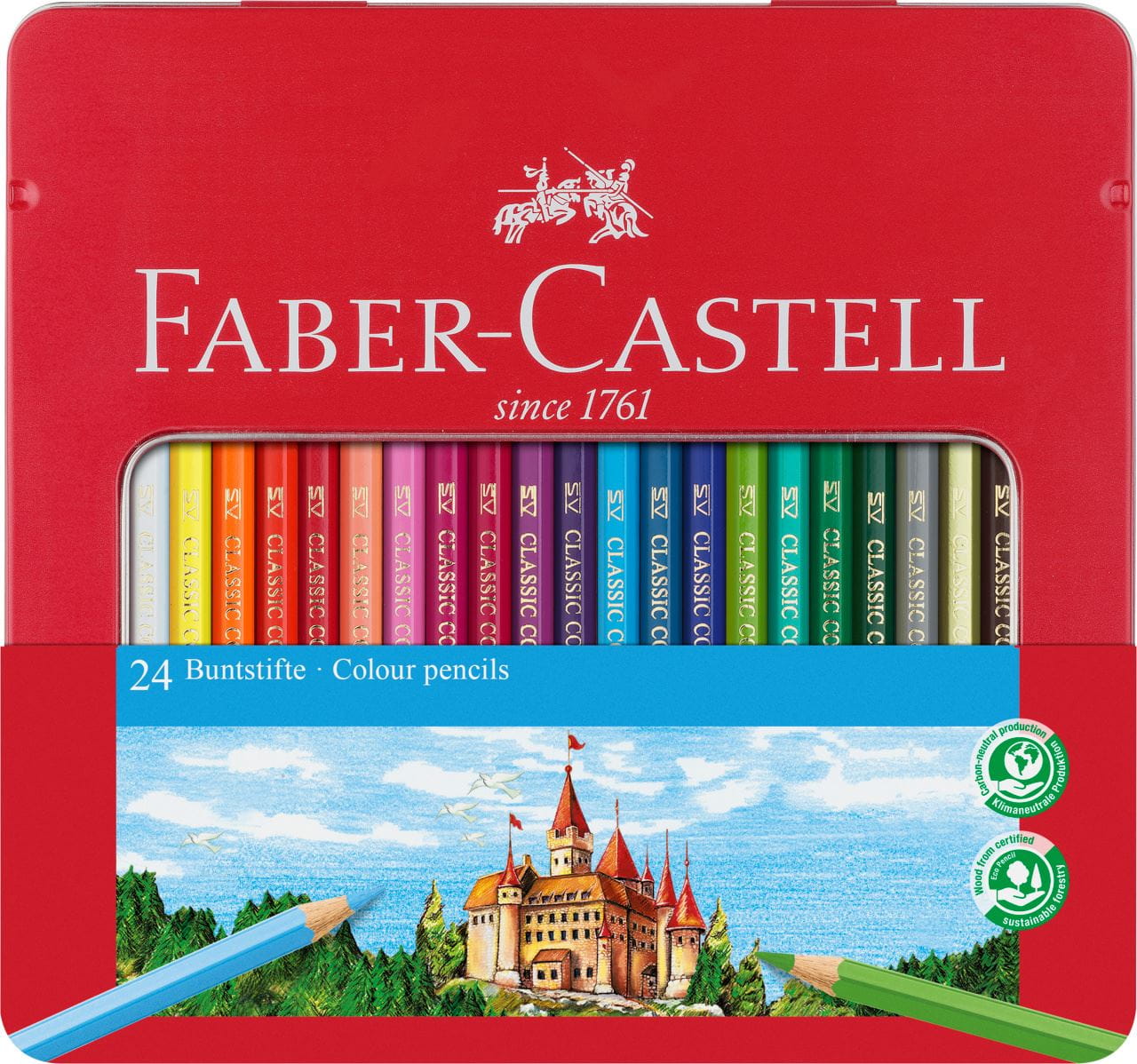 Faber-Castell - Σετ ξυλομπογιές σε μεταλλική κασετίνα x24