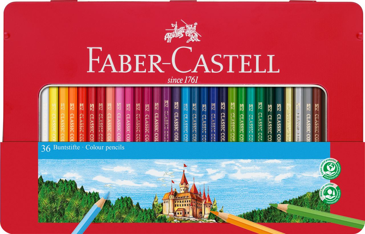 Faber-Castell - Σετ ξυλομπογιές σε μεταλλική κασετίνα x36