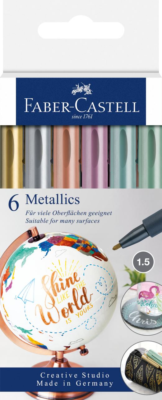 Faber-Castell - Μαρκαδόρος Metallics, 6 χρώματα