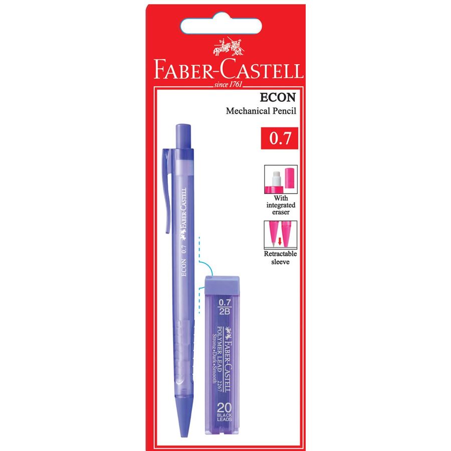 Faber-Castell - Mechanical pencil Econ 0.7mm purple + leads 1x