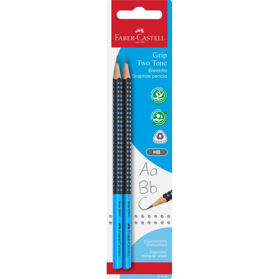 Faber-Castell - Δίχρωμο μολύβι Grip, Β, σετ των 2, σετ