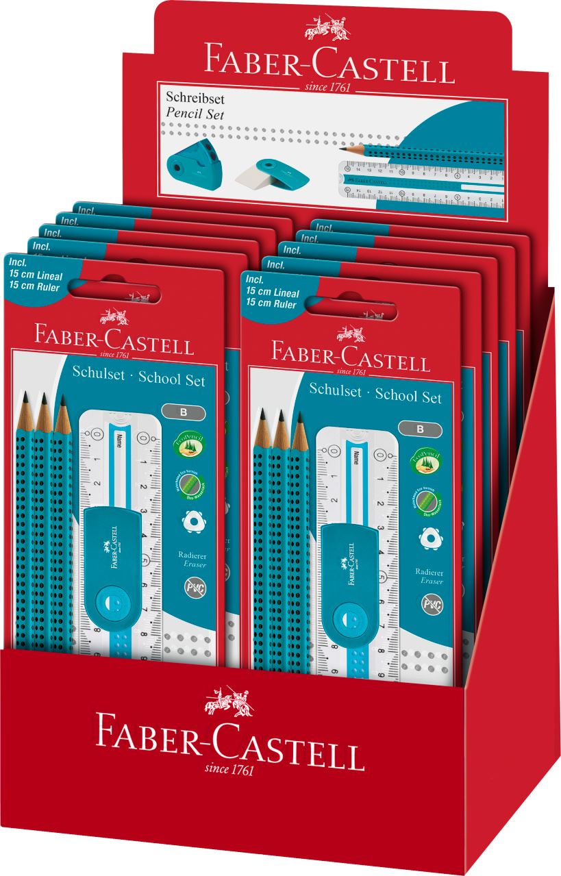 Faber-Castell - Σετ μολυβιών Grip 2001 graphite, B, turquoise, 6 τεμάχια
