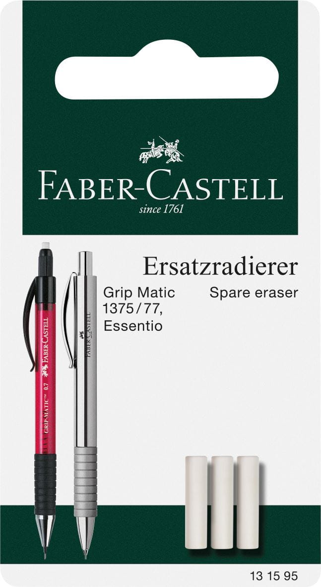 Faber-Castell - Ανταλ. γόμα μηχ. μολυβιού GRIP MATIC blister 3x