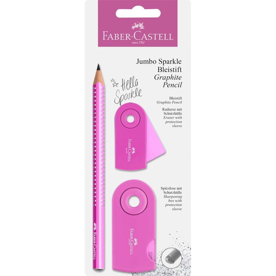 Faber-Castell - Σετ μολυβιών μεγάλης διαμέτρου Jumbo Sparkle, ροζ, 3 τεμάχια