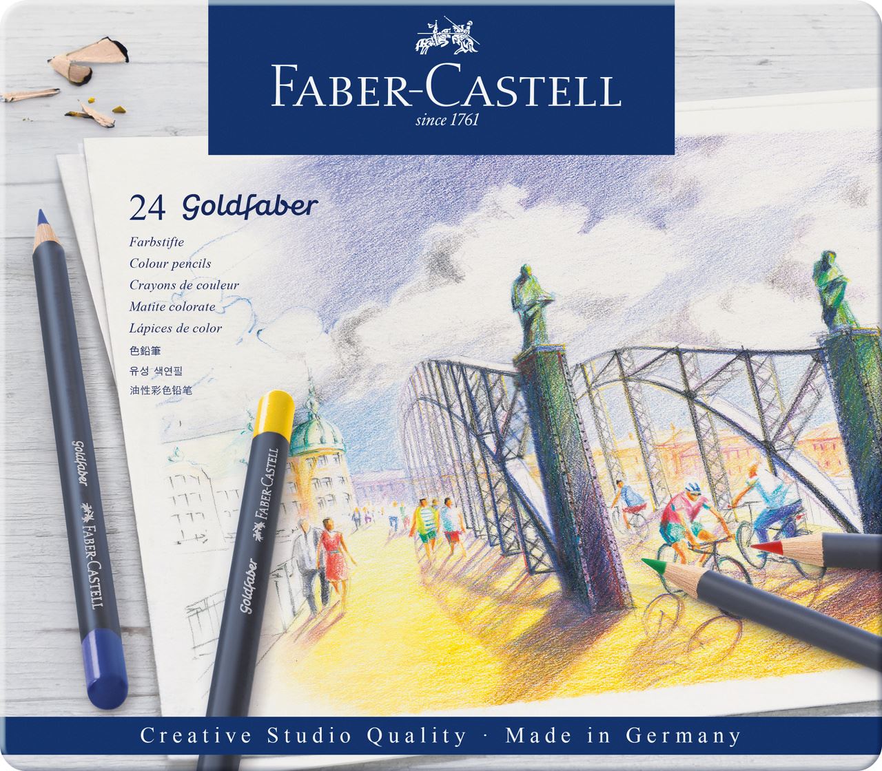 Faber-Castell - Σετ ξυλομπογιές Goldfaber σε μεταλλική κασετίνα x24