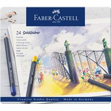 Faber-Castell - Σετ ξυλομπογιές Goldfaber σε μεταλλική κασετίνα x24