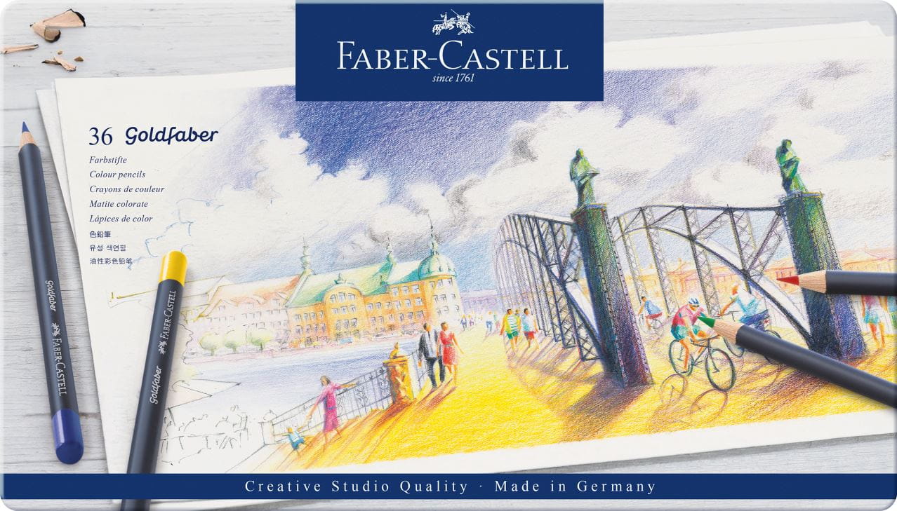 Faber-Castell - Σετ ξυλομπογιές Goldfaber σε μεταλλική κασετίνα x36