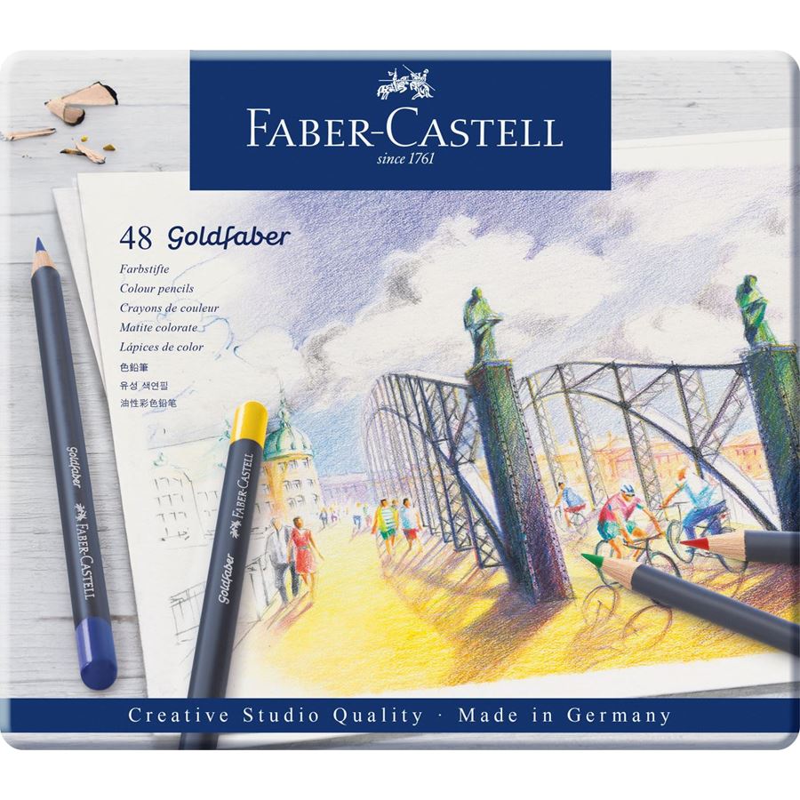 Faber-Castell - Σετ ξυλομπογιές Goldfaber σε μεταλλική κασετίνα x48