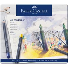 Faber-Castell - Σετ ξυλομπογιές Goldfaber σε μεταλλική κασετίνα x48