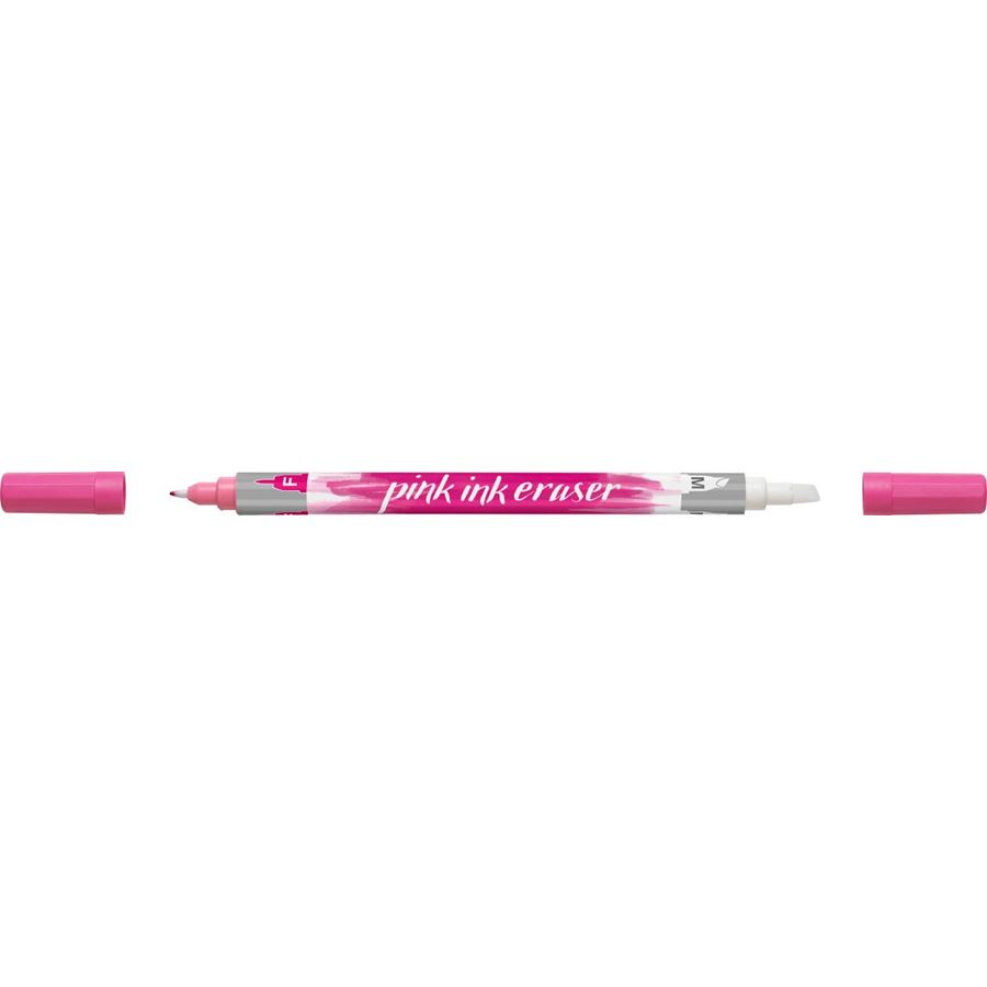 Faber-Castell - Γόμα ροζ μελάνης, σμιλευμένη μύτη M και ροζ μύτη F διόρθωσης