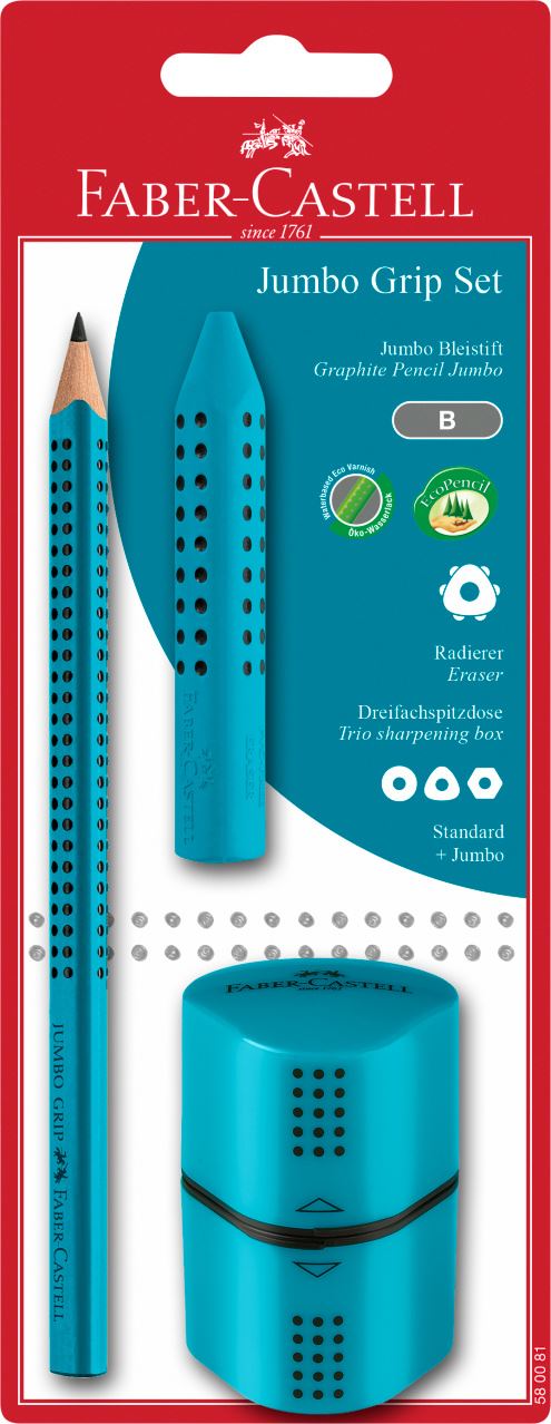 Faber-Castell - Σετ μολυβιών μεγάλης διαμέτρου Jumbo Grip, τουρκουάζ, 2 τμχ;