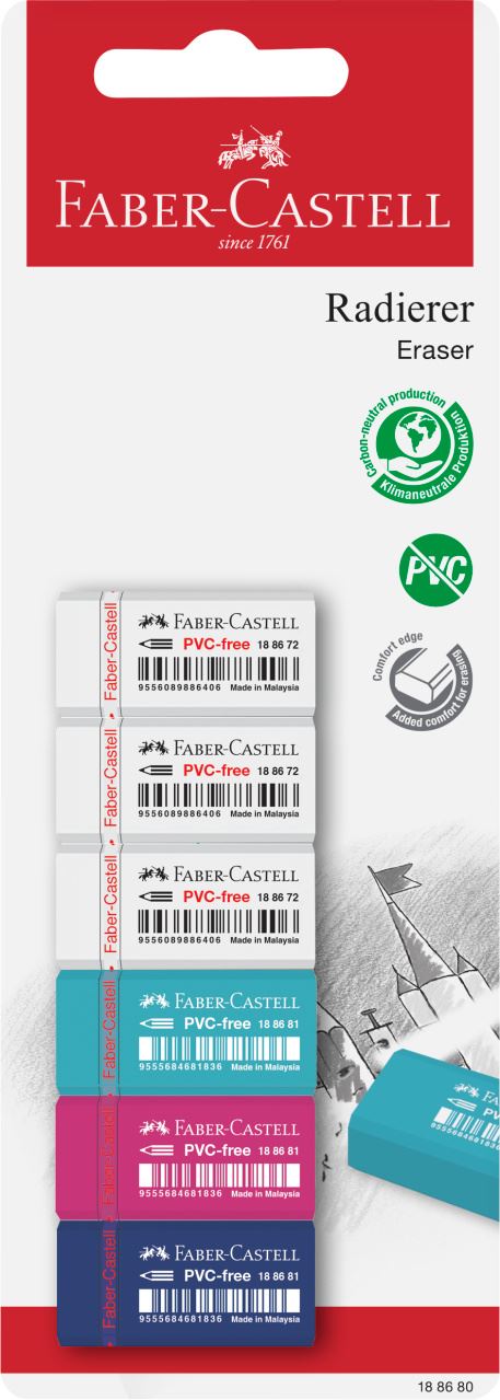 Faber-Castell - Γόμα 7086-40, σετ των 6