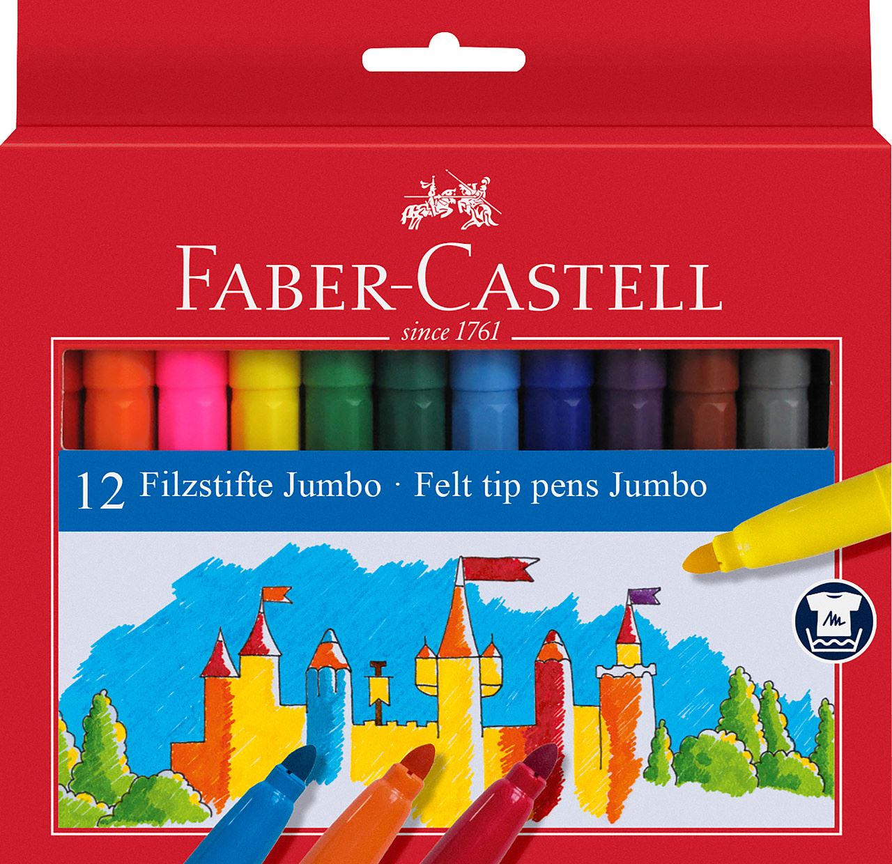 Faber-Castell - Μαρκαδόροι ζωγραφικής Jumbo, 12 χρώματα