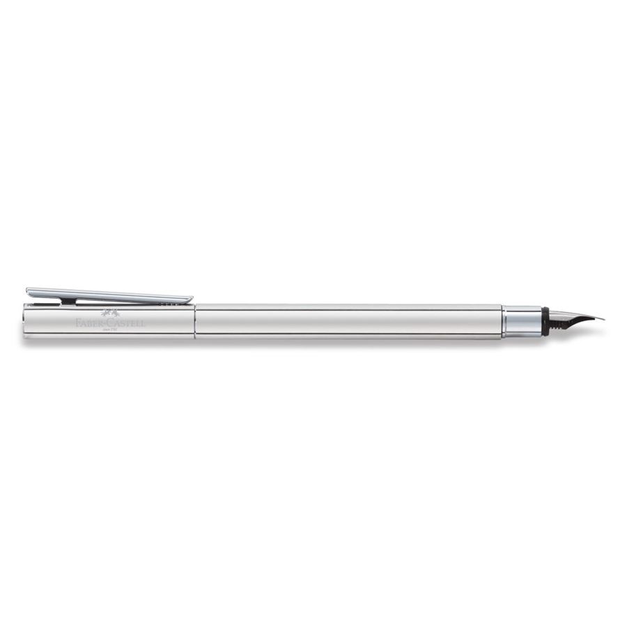 Faber-Castell - Πένα NEO Slim Stainless Steel, Shiny, εξαιρετικά λεπτής γραφής (ΕF)