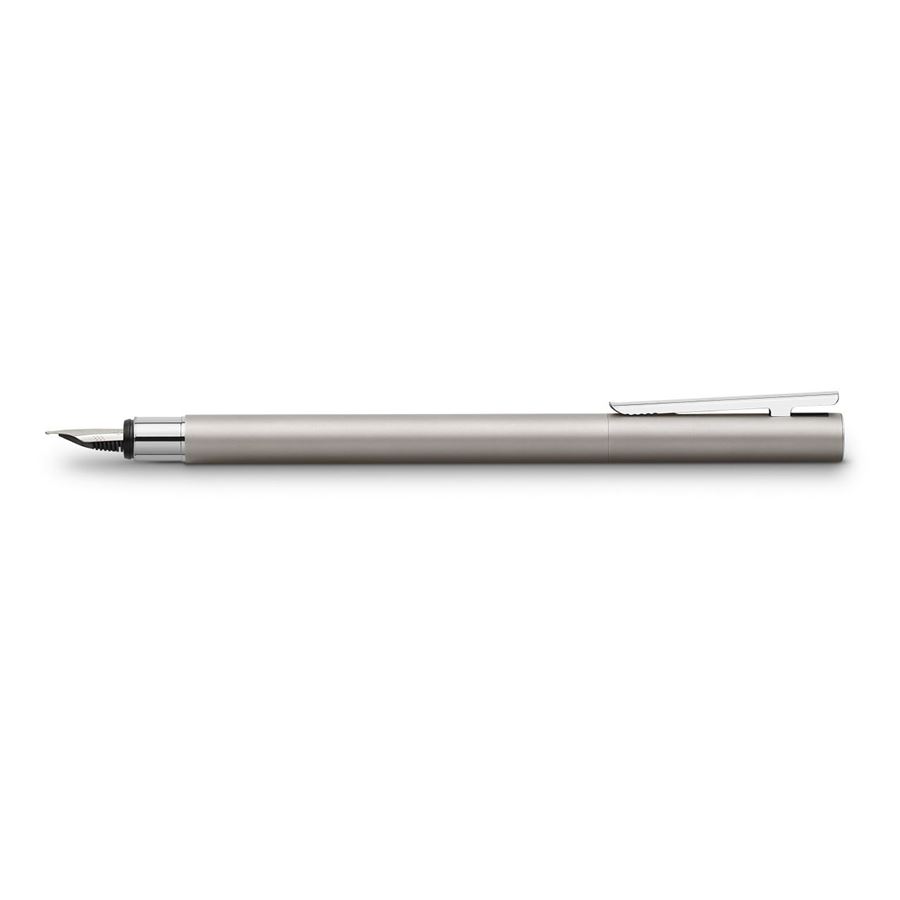 Faber-Castell - Πένα NEO Slim Stainless Steel, Matt, λεπτής γραφής (F)