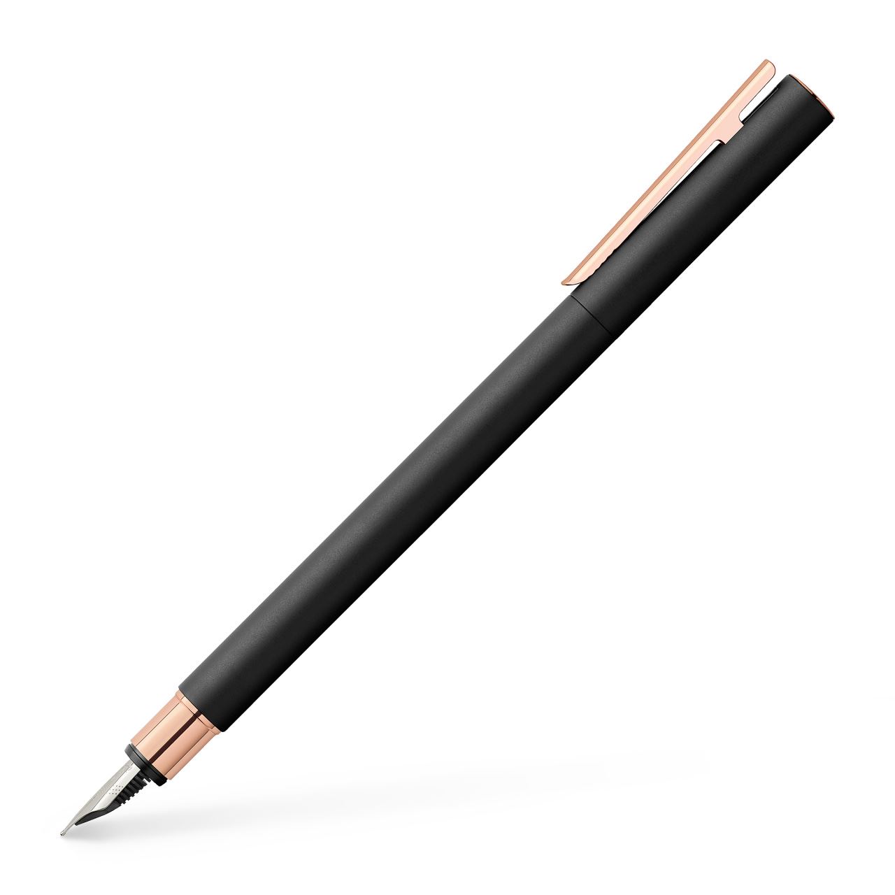 Faber-Castell - Πένα NEO Slim metal black, Rosegold, λεπτής γραφής (F)