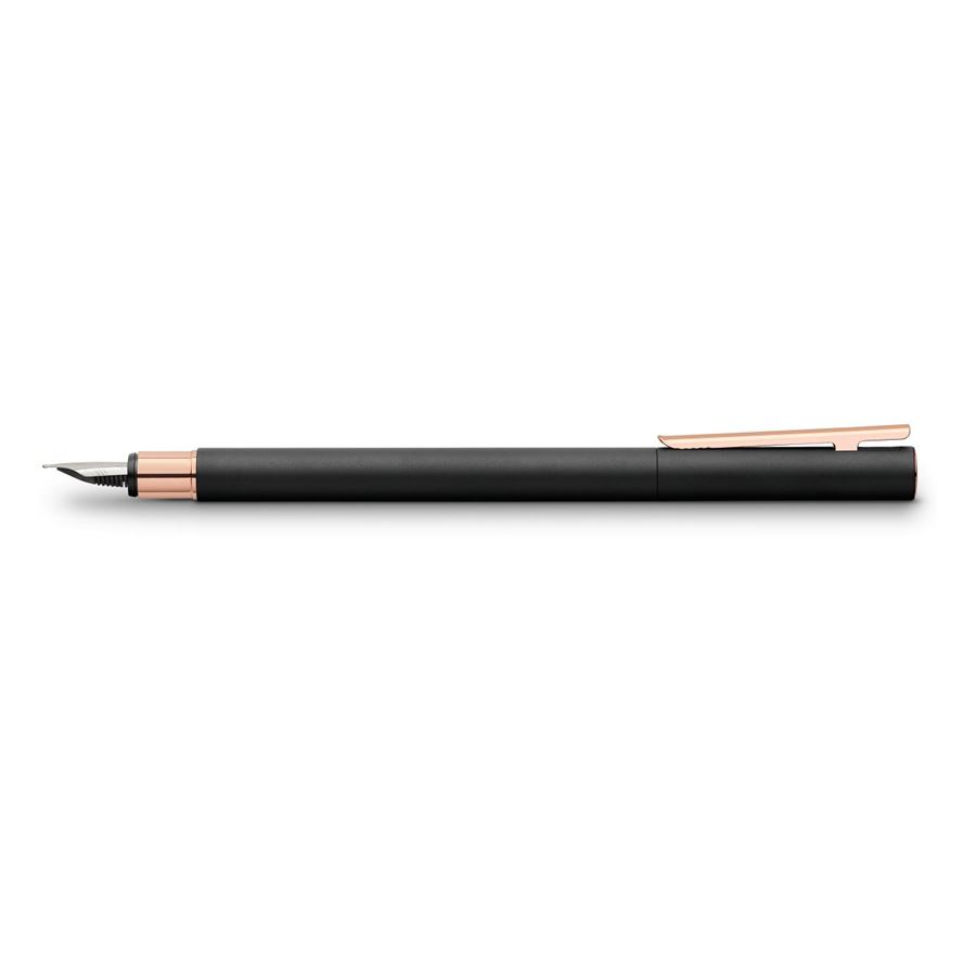 Faber-Castell - Πένα NEO Slim metal black, Rosegold, λεπτής γραφής (F)