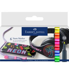 Faber-Castell - Neon marker, cardboard wallet of 6
