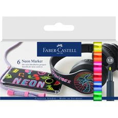 Faber-Castell - Neon marker, cardboard wallet of 6