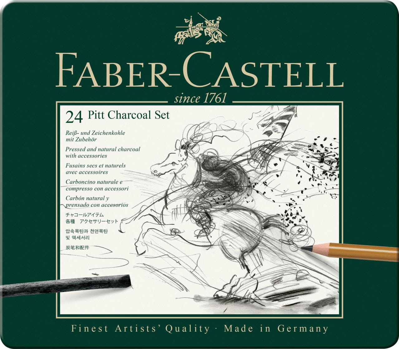 Faber-Castell - Σετ Pitt Charcoal σε μεταλλική κασετίνα x24