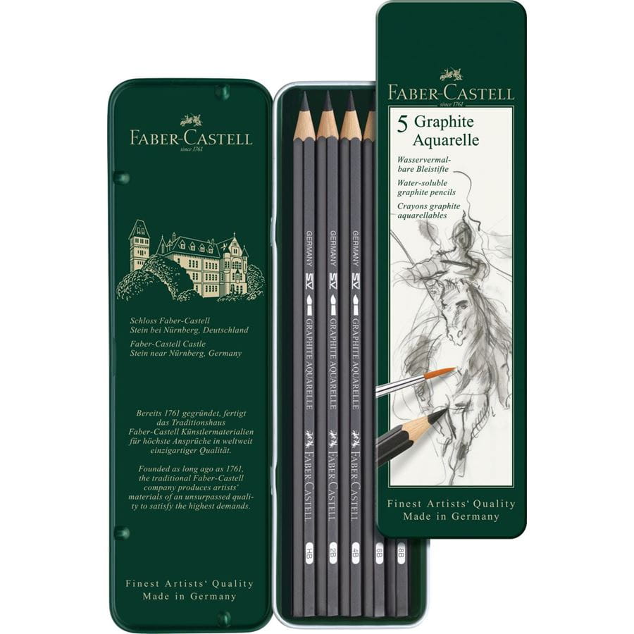 Faber-Castell - Σετ υδατοδιαλυτό μολύβι Graphite Aquarelle σε 5 σκληρότητες
