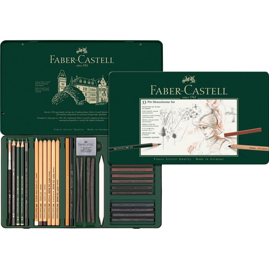 Faber-Castell - Σετ Pitt Monochrome σε μεταλλική κασετίνα of 33