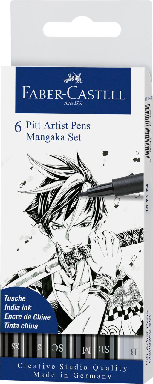 Faber-Castell - Στυλό με ινδική μελάνη Pitt Artist Pen, θήκη των 6, Mangaka