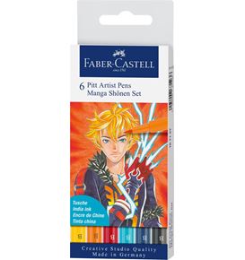 Faber-Castell - Στυλό ινδικής μελάνης Pitt Artist Pen Brush, θήκη x6, Shônen