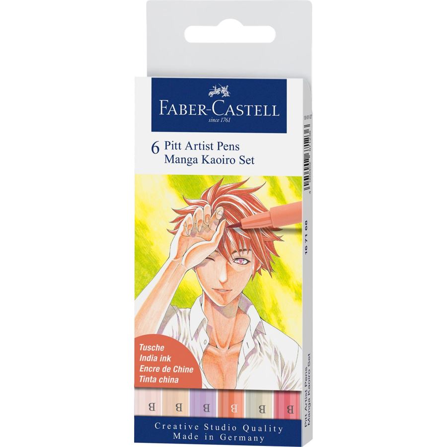 Faber-Castell - Στυλό ινδικής μελάνης Pitt Artist Pen Brush, θήκη x6, Kaoiro