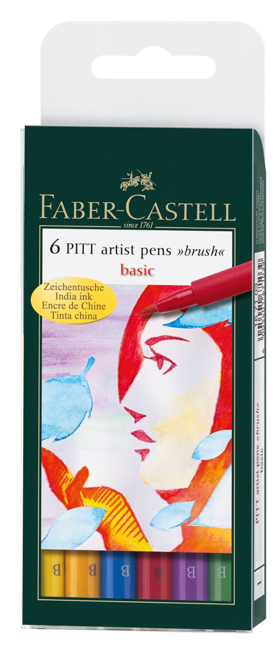 Faber-Castell - Σετ 6 μαρκαδόροι Pitt Artist BRUSH, βασικά χρώματα