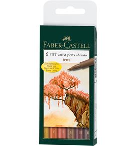 Faber-Castell - Σετ 6 μαρκαδόροι Pitt Artist BRUSH, γήινα χρώματα