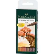 Faber-Castell - Σετ 6 μαρκαδόροι Pitt Artist BRUSH, γήινα χρώματα