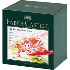 Faber-Castell - Μαρκαδόρος ινδικής μελάνης PITT, συσκευασία studio 60 χρωμάτων