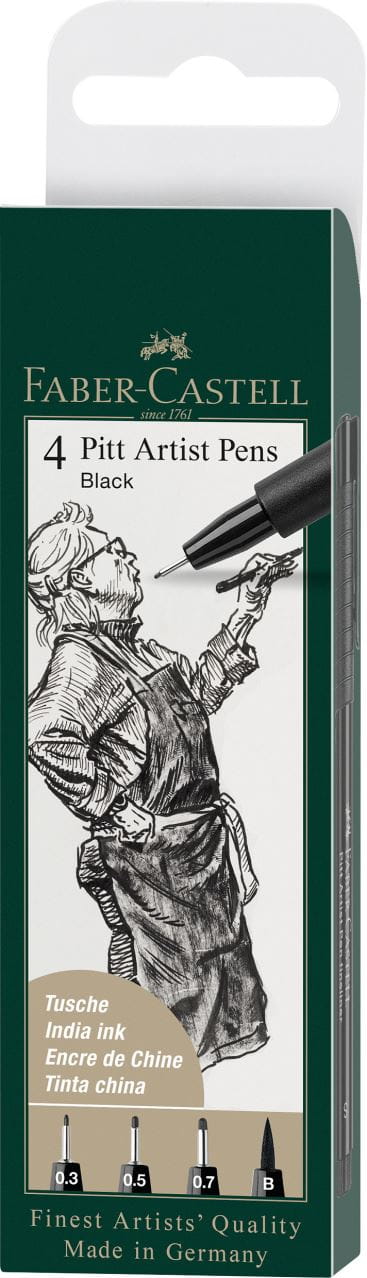 Faber-Castell - Σετ 4 μαρκαδόροι Pitt Artist μαύρο