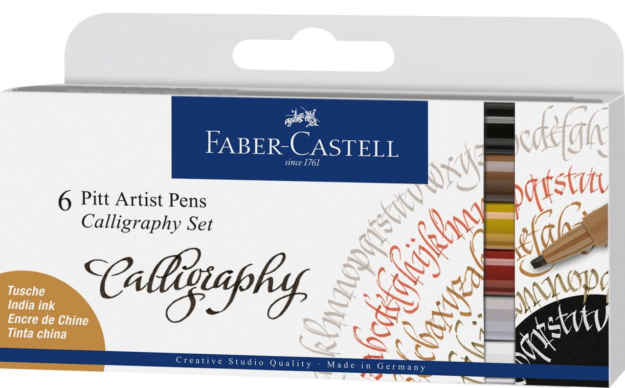 Faber-Castell - Σετ καλλιγραφίας Pitt Artist Pen σινικής μελάνης, 6 τεμαχίων