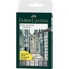 Faber-Castell - Pitt Artist Pen Soft Brush India ink pen, wallet of 8